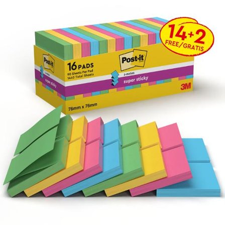 POST-IT Notes Super Sticky Z-notes Carnival 76x76mm 14+2/fp - Lyreco - Kontorsmaterial - Notes och Post-It - Notes - Z-block
