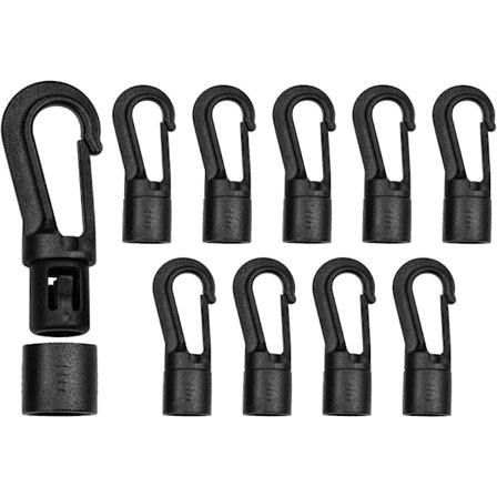 10 kpl mustia muovikarabiinia, köysikiinnike muovinen köysikarabiini pyörivä T