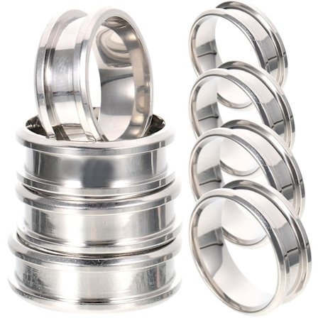 8 stk. Ring Blanks Riflet Plain Finger Ring Rustfrit Stål Finger Ring Smykkefremstilling