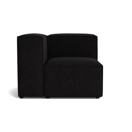 Lissabon hjørnemodul, venstrevendt - Danubio Sort - 100x100x72cm - Sofa - Holdbart Kvalitetsstof Modulsofa med Krydsfiner Ramme & Blødt Stof