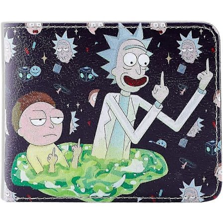 Men Boy Rick&morty Läderplånbok Biofold Cartoon Purse Kreditkortshållare (a)
