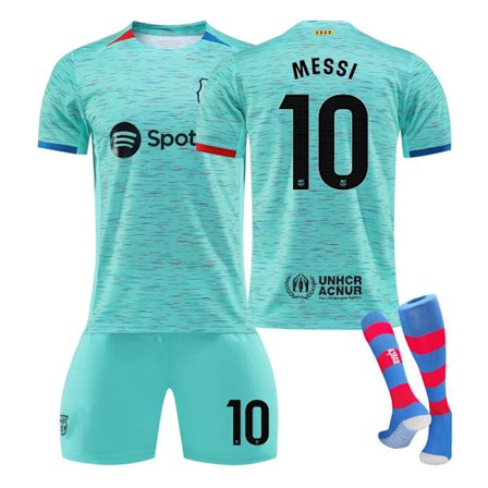23/24 FC Barcelona To Away Børns Fodboldtrøje Sæt med Strømper