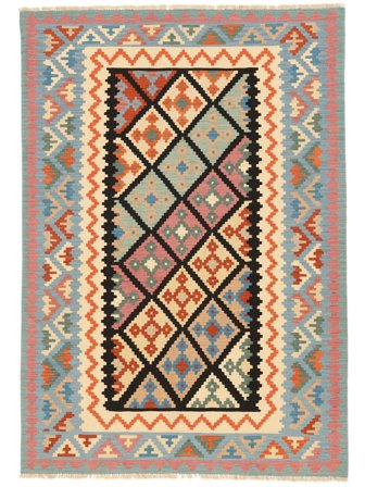 Handvävd Persisk Kelim Ghashghai Matta 201X290 Grön/Beige