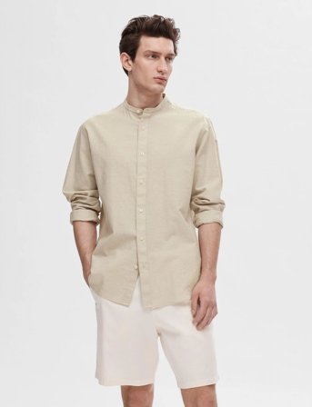 Selected Slhregsun Shirt Ls Band - Beige - M