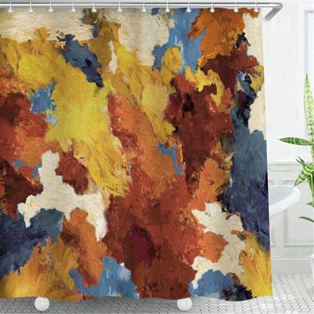 Dusjforheng med abstrakt kunstmaleri, flerfarget kunsttrykk