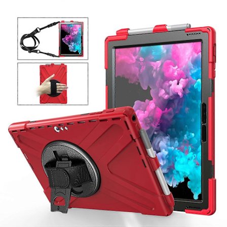 Støtsikkert fargerikt silikon + PC-beskyttelsesdeksel med holder, håndstropp og pennspor for Microsoft Surface Pro 4 / 5