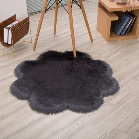 Faux fårskinn ullmatta, fluffig mjuk syntetisk fårskinn lyxig ull soffa matta kudde dekorera ditt vardagsrum och sovrum (45cm, mörkgrå)