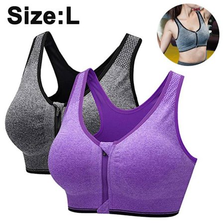 Sports-BH med lynlås foran til kvinder, trådløs yoga-BH, aktiv