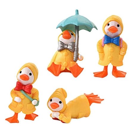 4 stk. Sjove Mini Ande Figurer Bordplade Dashboard Have Statue Plantekasse Miniature Figur indendørs og udendørs Græsplæne Terrasse Landskab Dukkehus