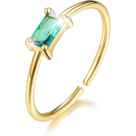 18k guldplätering 925 Sterling Silver Justerbara Ringar Smaragdformade Cubic Zirconia Ringar Brud Vigselringar för kvinnor