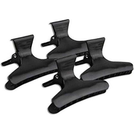 4 STK Svarte Hårklemmer i Sommerfuglstil, Hårklemmer i Plast for Frisering, Frisørverktøy, Hårklyper og Seksjonsklemmer for Salong, for Langt Hår og 