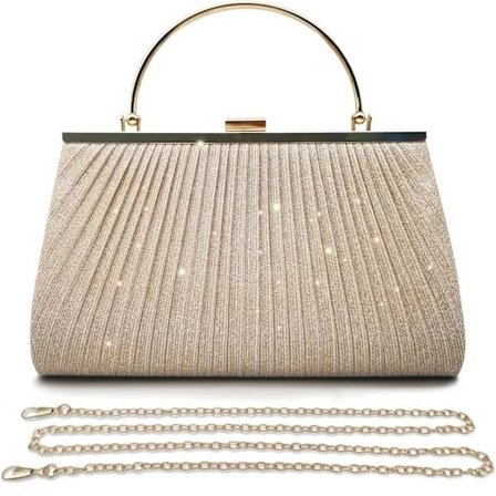 Kveldvesker Party Clutch Veske Bryllupsveske Dame Håndveske Seremoni Vesker Skulderveske med Kjede for Bryllup Brud Bankett 2-oro