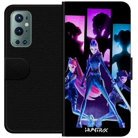 Yhteensopiva Lompakkokotelo OnePlus OnePlus 9 Pro Tulevaisuutta ennustava tyttöryhmän kuva, jossa on neonvaloja ja voimakkaita värejä sci-fi-estee