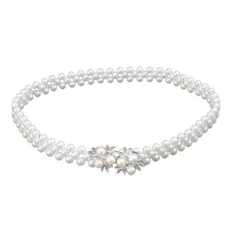 Leaves-26 1st Mode Dam midjebälte Elastiskt midjeband Delikat kvinnlig klänning Midjeband Rhinestone Pearl Smal midjekedja För Kvinnor Flickor