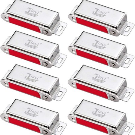 Kraftiga 27 kg 8-pack magnetiska skåpmagneter i rostfritt stål från KLB