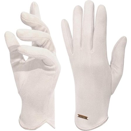 Vinterhandsker til kvinder med touchscreen - Slanke ruskind elegante hvide fleeceforede vindtætte termiske til rejser - Kompatible med smartphones