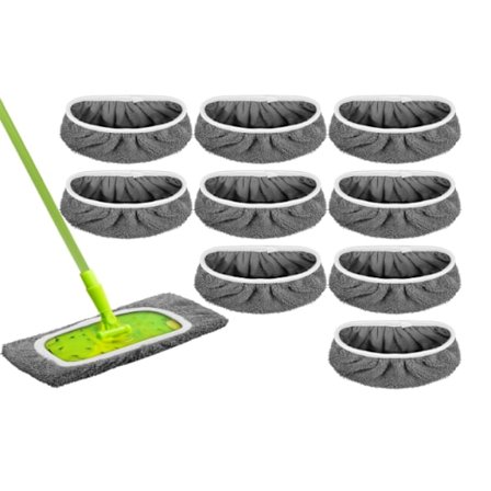 Swiffer Sweeper Moppe Erstatningspuder, Klude til Swiffer Gulvmoppe, Genanvendeligt Betræk, Grå Koralfarvet Fløjl