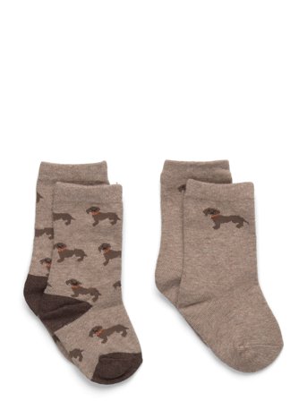 Mango 2 Pack Patterned Socks - Beige - 1-2