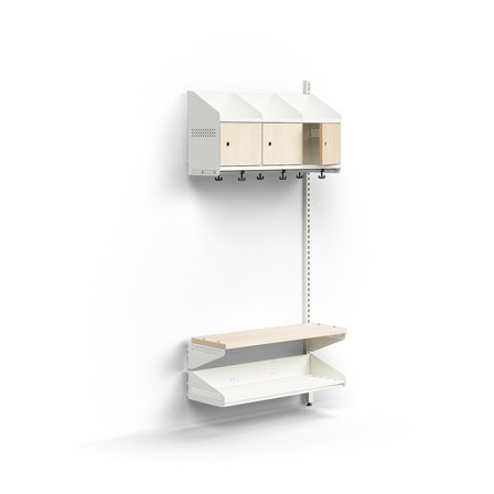 Garderobenschrank ENTRY, Anbaumodul, wandhängend, 1800 x 900 x 300 mm, weiß/Birke