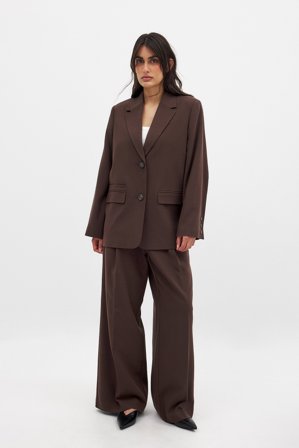 NA-KD Low Waist Suit Pants - Kontorbukser - Brun - EU 38