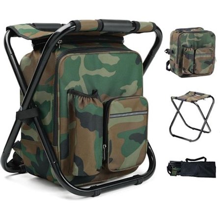 Sammenleggbar stol - Sammenleggbar campingstol med oppbevaringspose - Bærbar sammenleggbar stol med ryggsekk - 36x29x41 cm