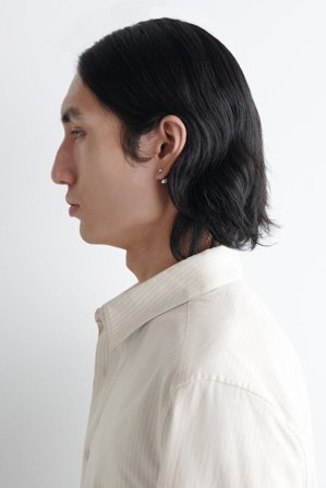 COS Men's Pebble Stud Earrings in Silver-coloured