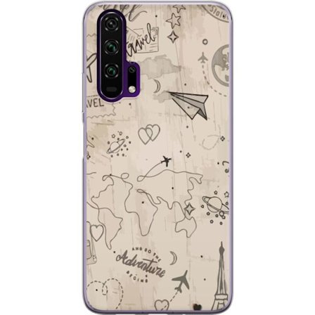 Kompatibel Mobilcover til Honor 20 Pro Fremtidig pansret helt i pink og guld med glødende energi i en dramatisk neonmiljø