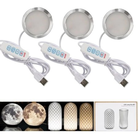 LED 001 Tre Farver til Bambu Lab Makerworld 3D Print Pære Kit Reservedele 5V USB Drevet Varmt Lys 3000K