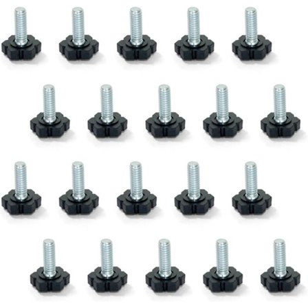 Möbelnivelleringsfötter, M6x30mm gänga, 20-pack, Svart/Silver