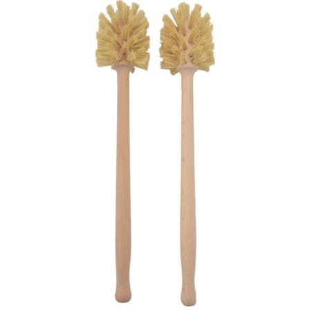 Toilet Brush, 2-Pack Wooden Toilet Brushes Made of Beech Wood, Strong Jute Fibers with 360° Cleaning Power