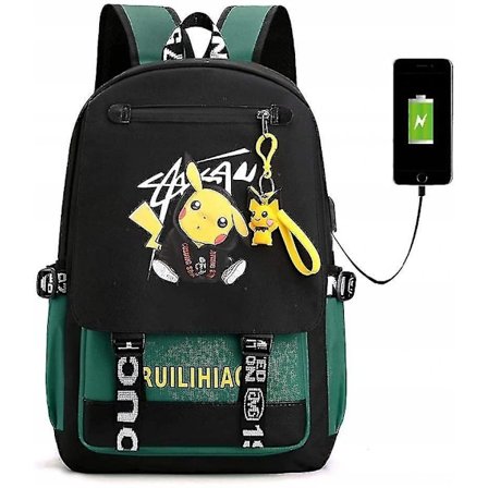 Pokemon Backpack With Usb Port Luminous Pattern Pikachu Backpack