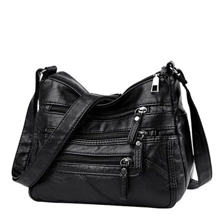 Damen Messenger Bag i PU-Läder, Liten Axelremsväska, Plånboksväska, Crossover