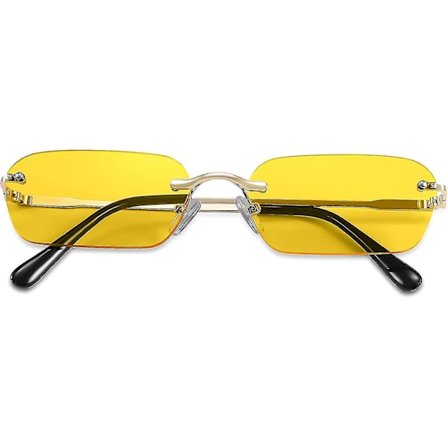 Retro smale solbriller uten ramme, klare, rektangulære