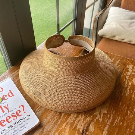 Mørk kaffe solhatt for kvinner, M (56-58 cm) bred brem, sammenleggbar solhatt, sommer solhatt