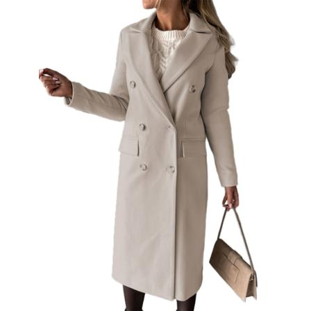 Jakke for kvinner med lange ermer, arbeidskrage, maleri-cardigan, ensfarget lag, Farge: Beige, Størrelse: 3Xl Lägg till vit bomull 46