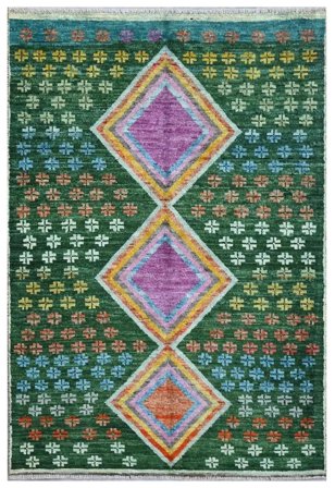 Noué À La Main Moroccan Berber - Afghanistan 113X174 Tapis De Laine Noir/Vert Foncé Petit
