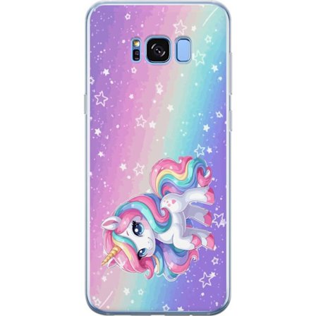 Yhteensopiva Puhelinkuori Samsung Galaxy S8+ Stitch polaroid-kehyksissä sinisillä pastellisävyillä ja suloisilla ilmeillä kollaaseissa sydämillä