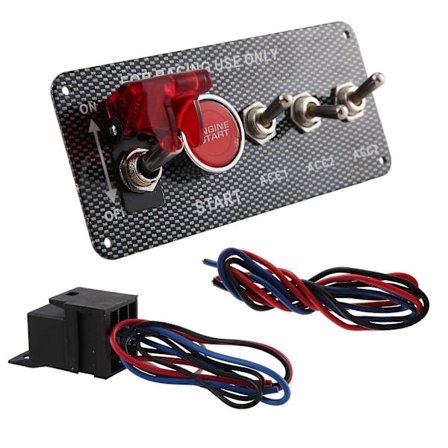 12V Bil Tændingskontakt Motor Start Trykknap 3 Toggle Panel