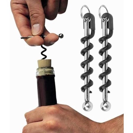Galaxy 2-i-1 nøkkelring korketrekker, rustfritt stål korketrekker manuelle korketrekker