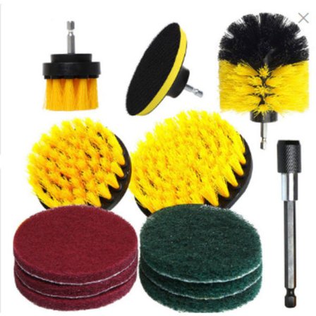 12 stk. elektrisk drillbørste, elektriske rengjøringsbørster, vegg-, gulv- og vindusrengjøring, spaltebørster, børstehoder er gode for utskifting