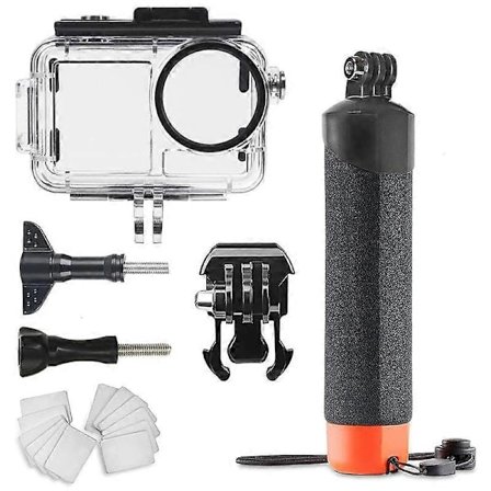 Vanntett dykkerhus for DJI Action 5 Pro/4/3 med flytestav-kit, inkluderer antidugginnlegg og monteringsbase