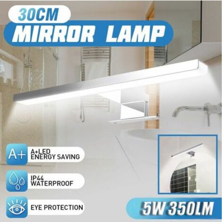 Hofuton LED-peililamppu, kaappilamppu, kylpyhuoneen seinävalaisin, neutraali valkoinen valo 4200K, 5W, 350lm, IP44, leveys 300mm, kromi