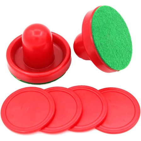 1 sæt mini airhockey-skubbere og airhockey-pucke - Fantastiske målhåndtag - Skubbere - Målhåndtag - Padler - Reservedele til spilleborde 60 MM, rød (2