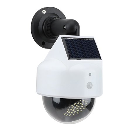 Kamera Solcellsdriven Falsk Säkerhetskamera med Lampa för Trädgård