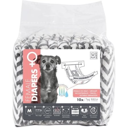 Hundblöjor - M PETS - BLÖJOR - Hona M x10 - Midjemått 30-42,5 cm - 4-10 kg - Fuktindikator - 12h skydd