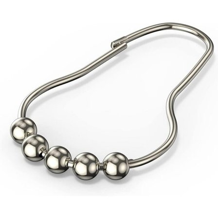 Duschdraperiringar, 12-pack, Rostfritt stål, Silver