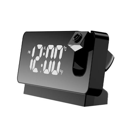 Spejlprojektionsur LED Stor Skærmvisning Lydløs Snooze Kreativ Elektronisk Projektionsvækkeur black white light
