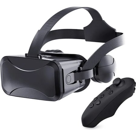 VR-headset Virtuelle reality-briller 3D med fjernbetjening Oplev spil til Android/iOS 4,7-6,7 tommer, (Sort)