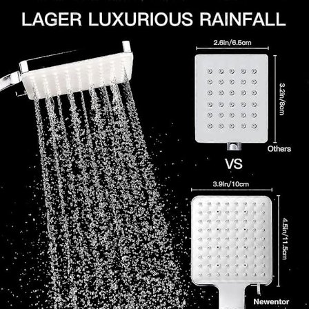 Brusehoved, højtryksbrusehoveder med 6 stråler, kun power-brusehoved, universelt vandbesparende stort brusehoved