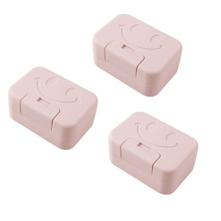 3 stk. Pink Bærbar Rejse Sæbeæske med Låg Vandtæt Plastik Sæbeskål til Badeværelse Rejser Camping Udendørs